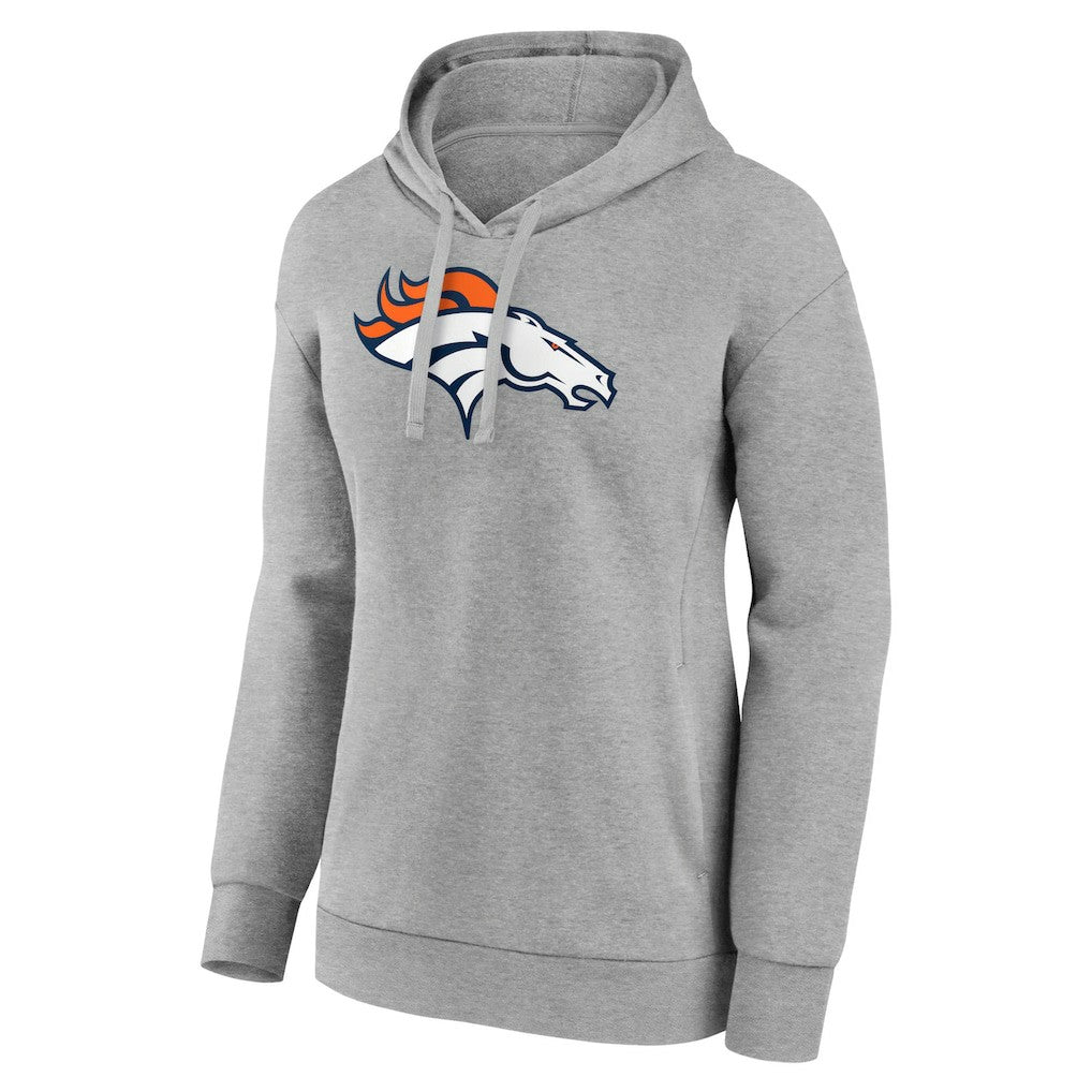 Denver Broncos Women's Primary Logo Pullover Hoodie Gray