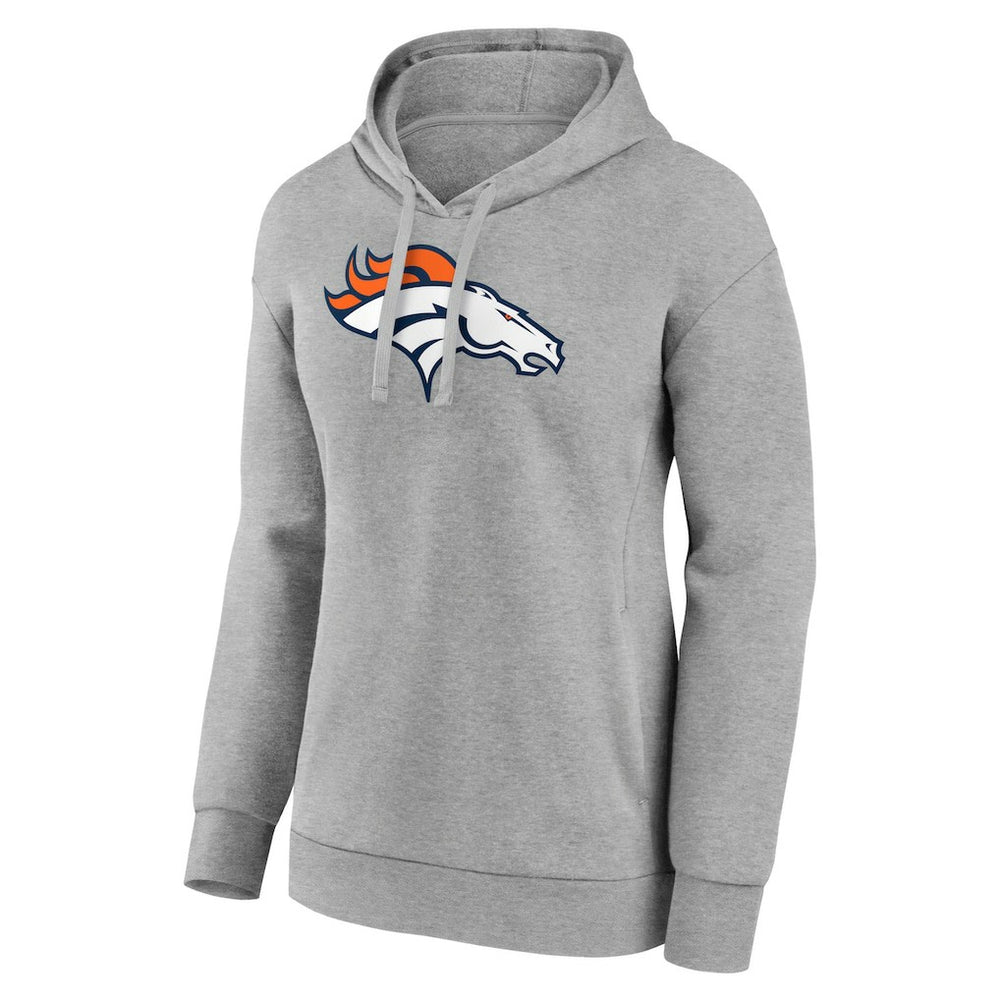 Denver Broncos Women's Primary Logo Pullover Hoodie Gray