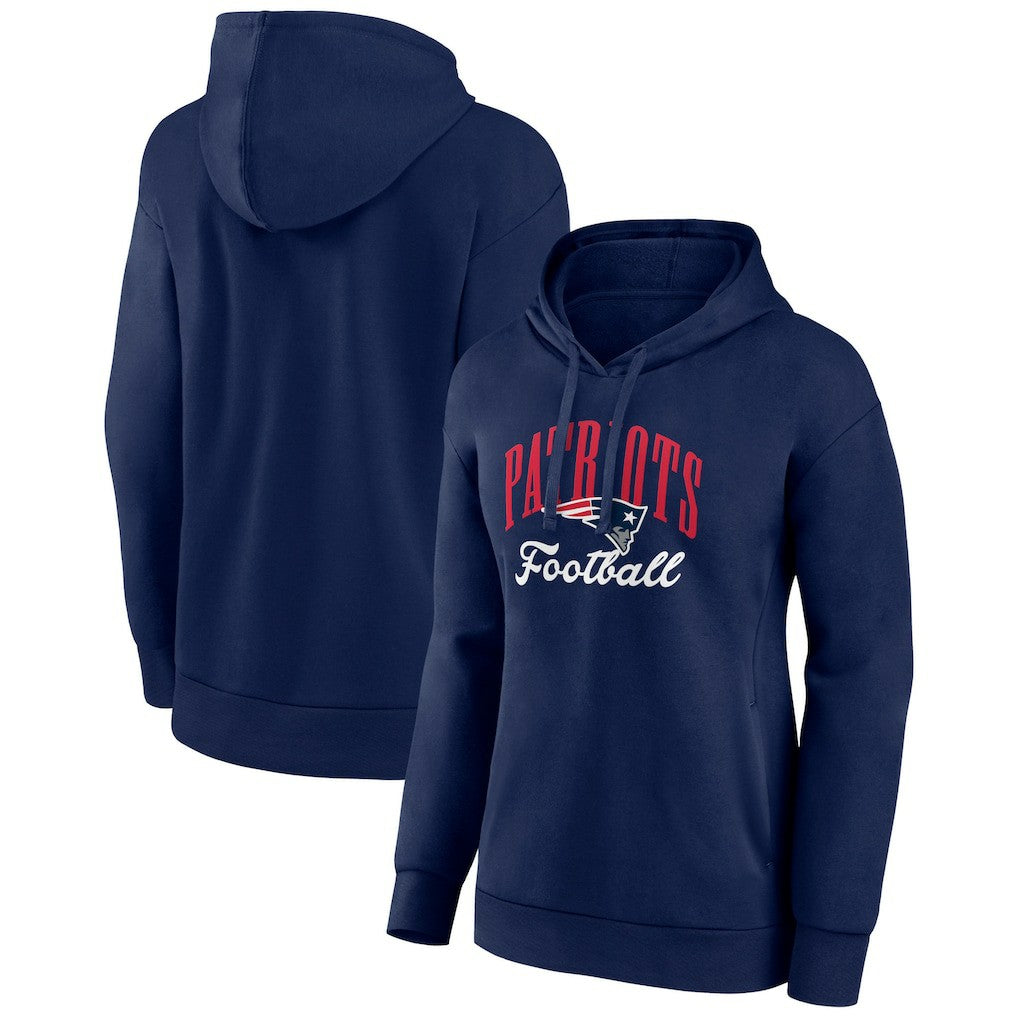 New England Patriots Women's Victory Script Pullover Hoodie Navy