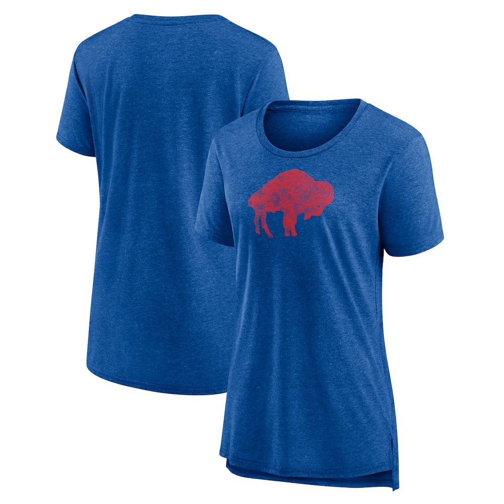 Buffalo Bills Women's Throwback Team Logo Tri-Blend T-Shirt Heather Royal