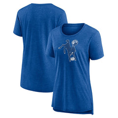 Indianapolis Colts Women's Throwback Team Logo Tri-Blend T-Shirt Heather Royal