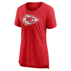 Kansas City Chiefs Women's Throwback Team Logo Tri-Blend T-Shirt Heather Red