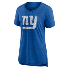 New York Giants Women's Throwback Team Logo Tri-Blend T-Shirt Heather Royal