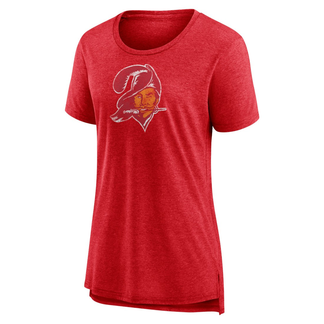 Tampa Bay Buccaneers Women's Throwback Team Logo Tri-Blend T-Shirt Heather Red