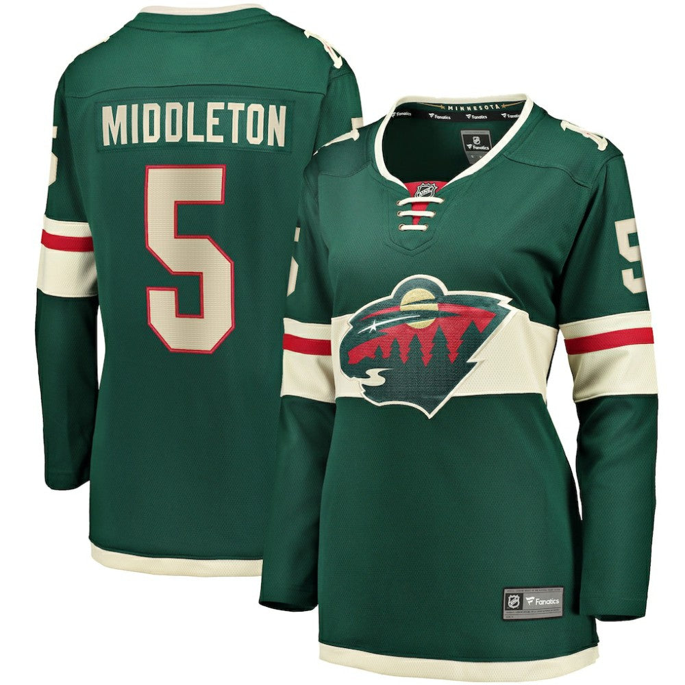 Jake Middleton Minnesota Wild Fanatics Women's Home Breakaway Player Jersey - Green - NHL 5146678