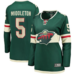 Jake Middleton Minnesota Wild Fanatics Women's Home Breakaway Player Jersey - Green - NHL 5146678