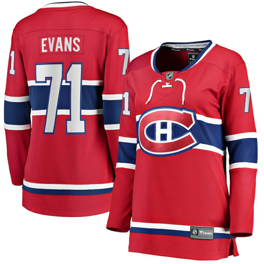 Jake Evans Montreal Canadiens Fanatics Women's Home Breakaway Player Jersey - Red - NHL 5146682