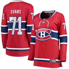 Jake Evans Montreal Canadiens Fanatics Women's Home Breakaway Player Jersey - Red - NHL 5146682