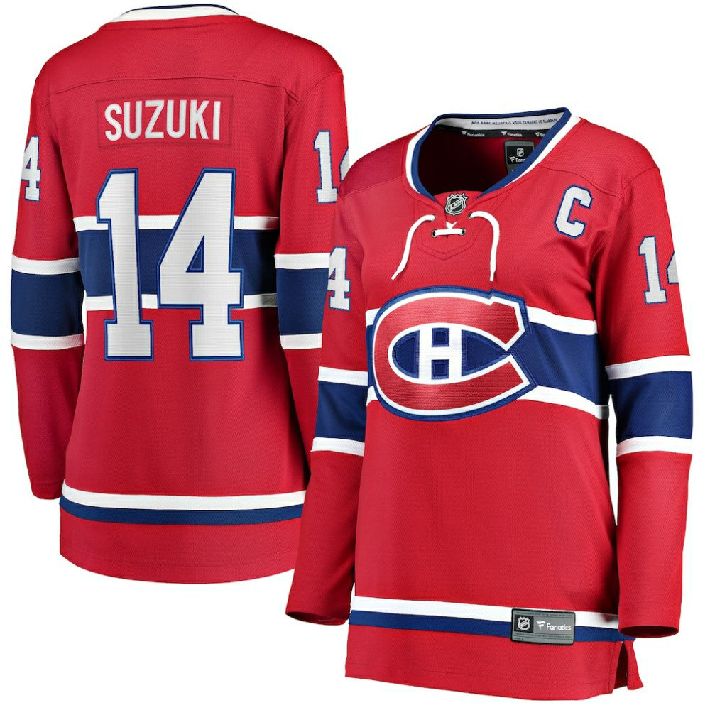 Nick Suzuki Montreal Canadiens Fanatics Women's Home Captain Patch Breakaway Player Jersey - Red - NHL 5146684