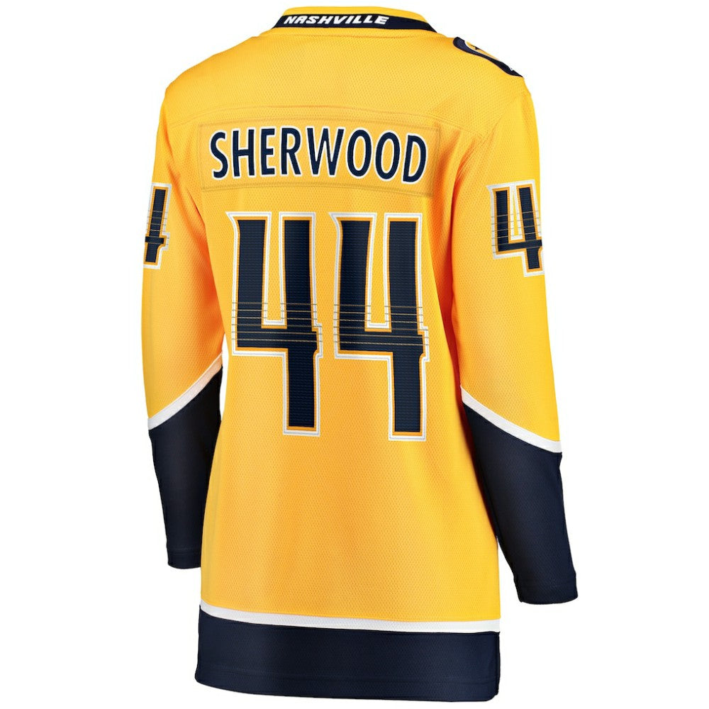 Kiefer Sherwood Nashville Predators Fanatics Women's Home Breakaway Player Jersey - Gold - NHL 5146689