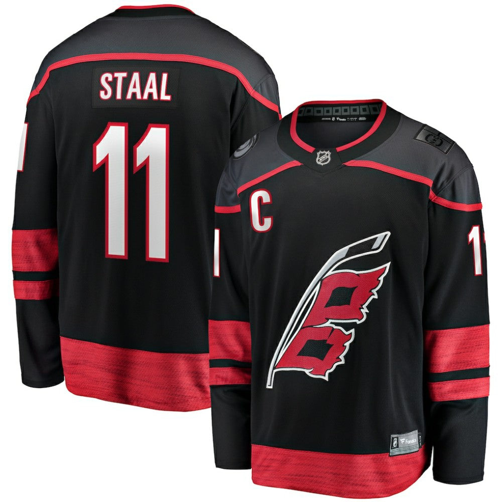 Jordan Staal Carolina Hurricanes Fanatics Home Captain Patch Breakaway Player Jersey - Black - NHL 5148814