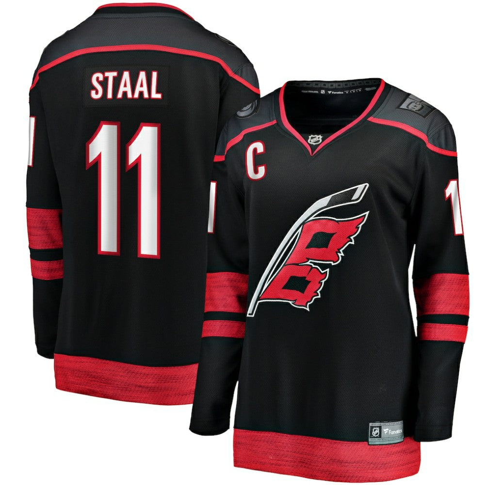 Jordan Staal Carolina Hurricanes Fanatics Women's Home Captain Patch Breakaway Player Jersey - Black - NHL 5148815