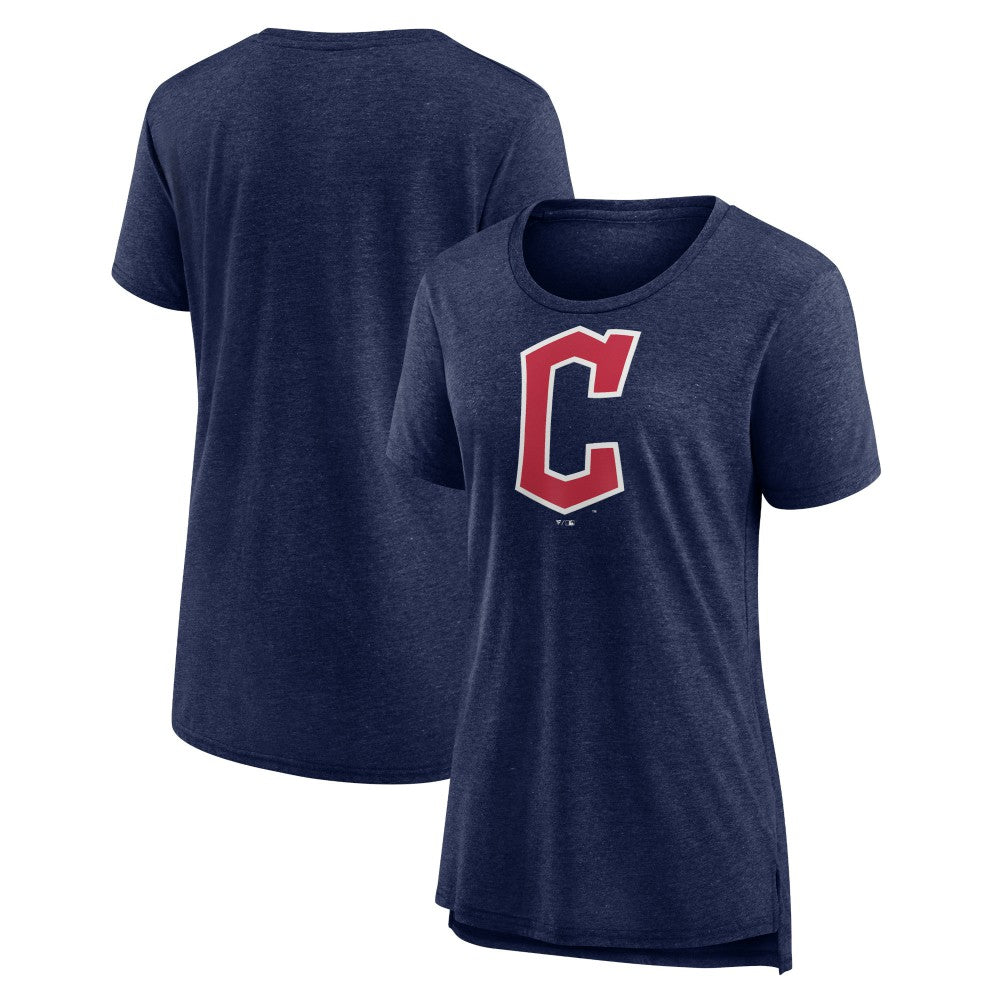 Cleveland Guardians Women's Official Wordmark Tri-Blend T-Shirt - Heather Navy - MLB Discount