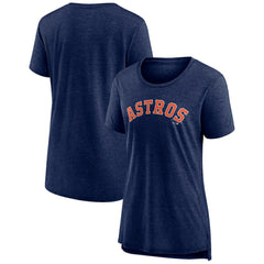 Houston Astros Women's Official Wordmark Tri-Blend T-Shirt - Heather Navy - MLB Discount