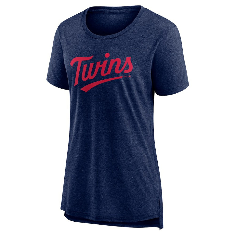 Minnesota Twins Women's Official Wordmark Tri-Blend T-Shirt - Heather Navy - MLB on Sale