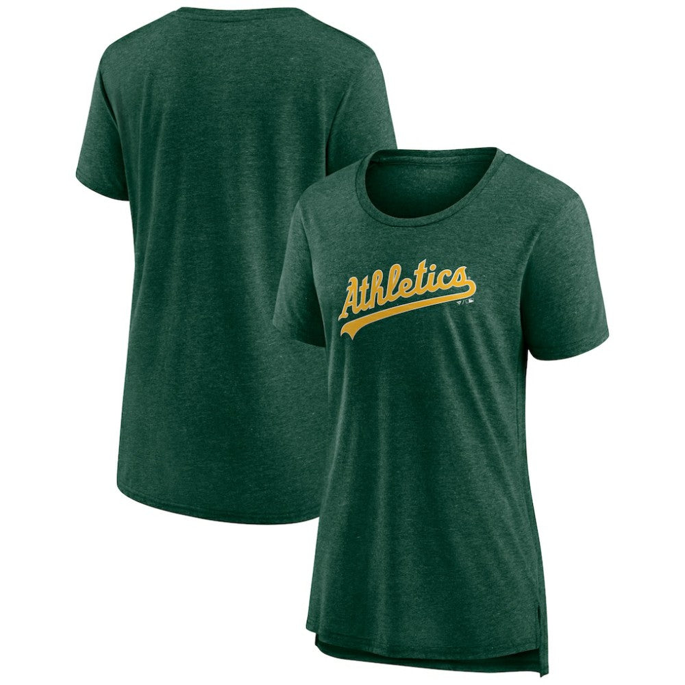 Athletics Women's Official Wordmark Tri-Blend T-Shirt - Heather Green - MLB Sale