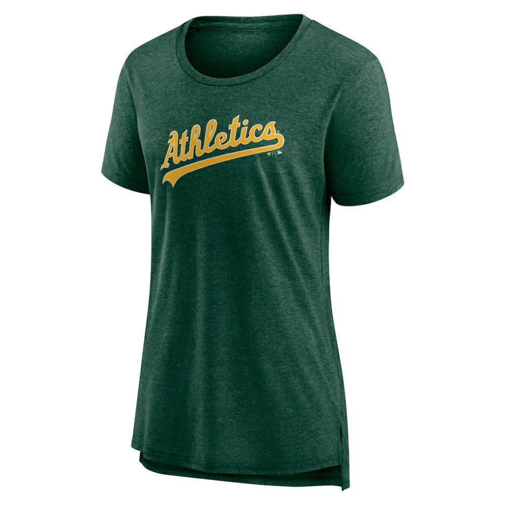 Athletics Women's Official Wordmark Tri-Blend T-Shirt - Heather Green - MLB Sale
