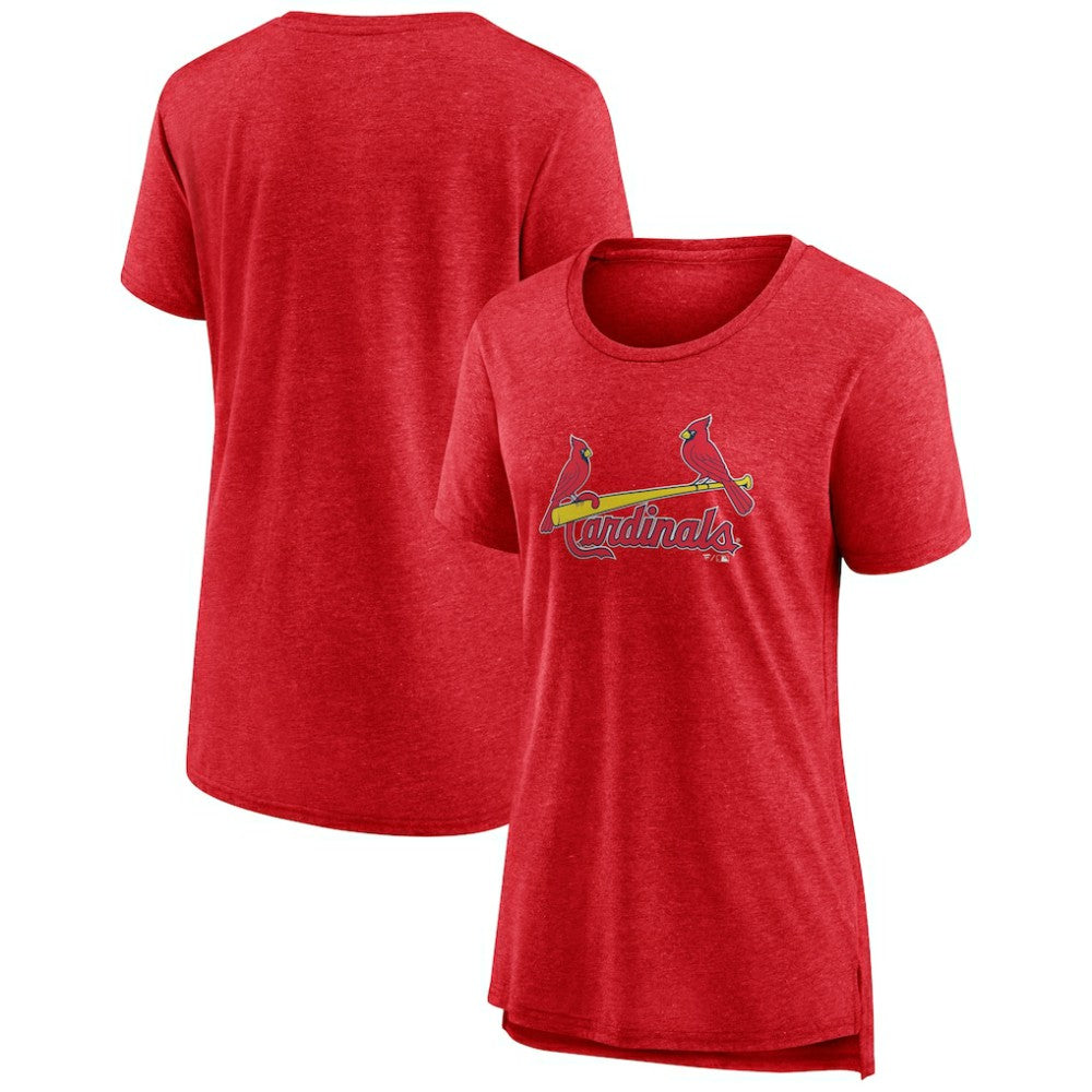 St. Louis Cardinals Women's Official Wordmark Tri-Blend T-Shirt - Heather Red - MLB Lifestyle