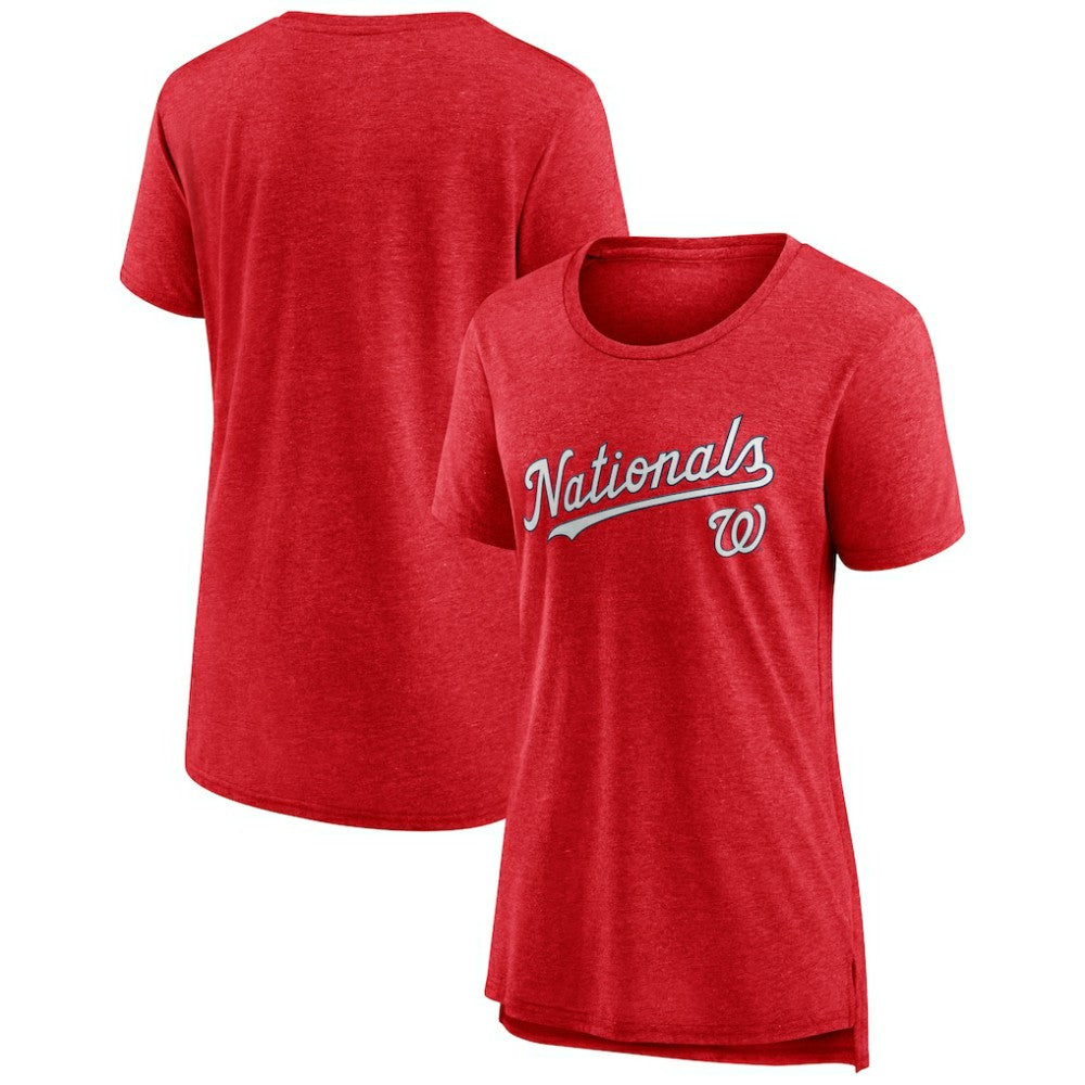 Washington Nationals Women's Official Wordmark Tri-Blend T-Shirt - Heather Red - MLB on Sale