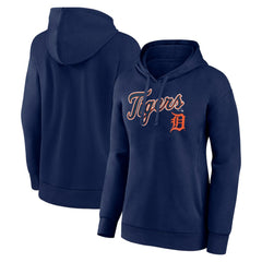 Detroit Tigers Women's Team Logo Lockup Pullover Hoodie - Navy - MLB Discount