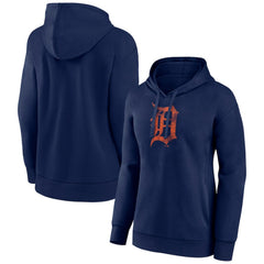 Detroit Tigers Women's Distressed Team Pullover Hoodie - Navy - MLB Lifestyle