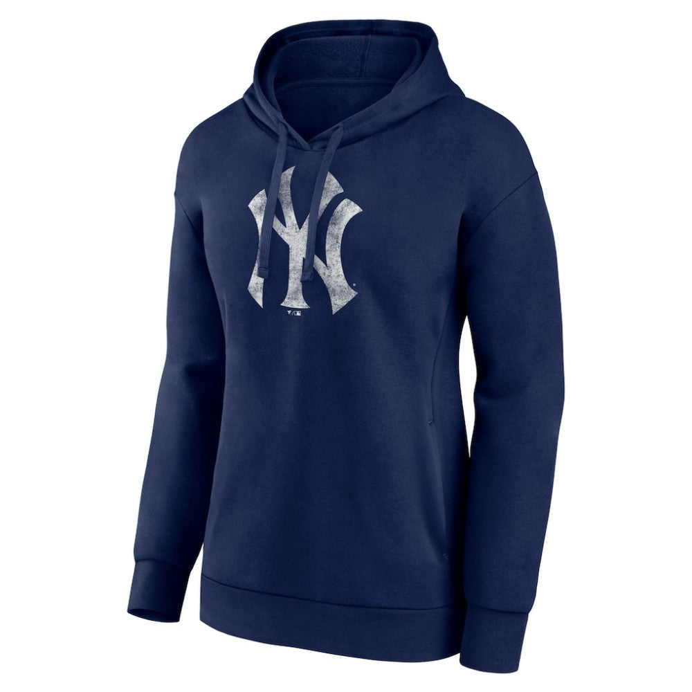 New York Yankees Women's Distressed Team Pullover Hoodie - Navy - MLB on Sale