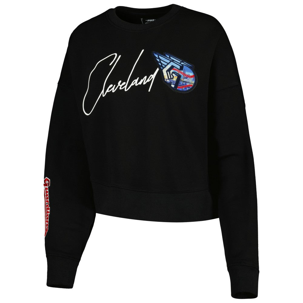 Cleveland Guardians Pro Standard Women's City Scape Pullover Sweatshirt - Black - MLB Discount