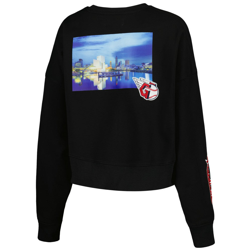 Cleveland Guardians Pro Standard Women's City Scape Pullover Sweatshirt - Black - MLB Discount