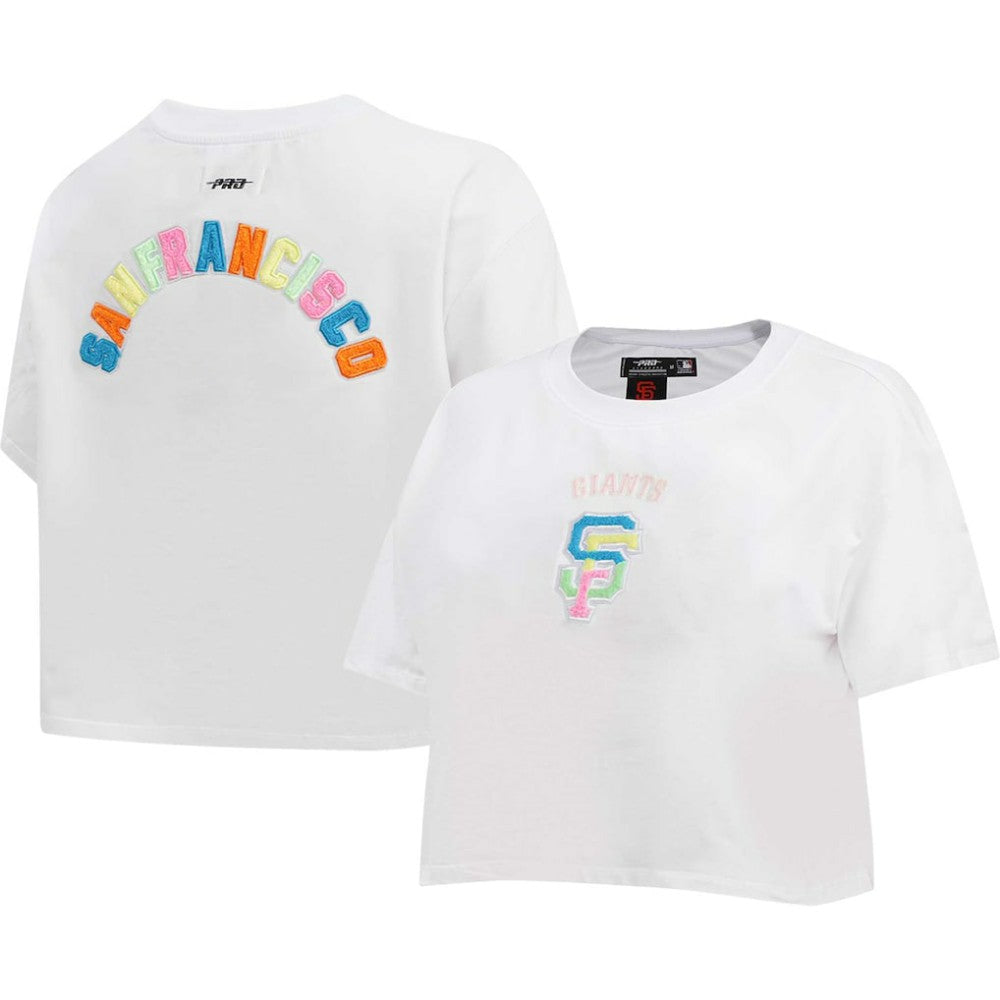 San Francisco Giants Pro Standard Women's Washed Neon Cropped Boxy T-Shirt - White - MLB on Sale