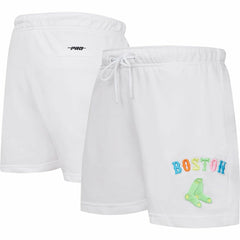 Boston Red Sox Pro Standard Women's Washed Neon Shorts - White - MLB Lifestyle