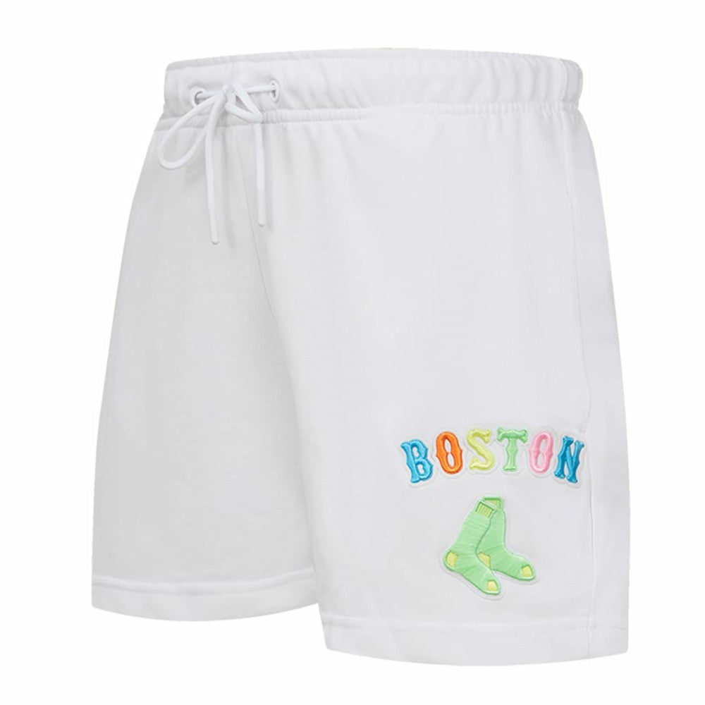 Boston Red Sox Pro Standard Women's Washed Neon Shorts - White - MLB Lifestyle