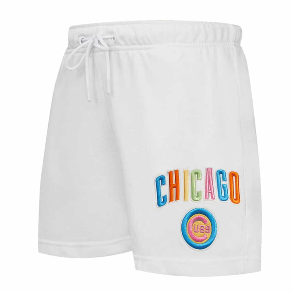 Chicago Cubs Pro Standard Women's Washed Neon Shorts - White - MLB Discount