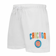 Chicago Cubs Pro Standard Women's Washed Neon Shorts - White - MLB Discount