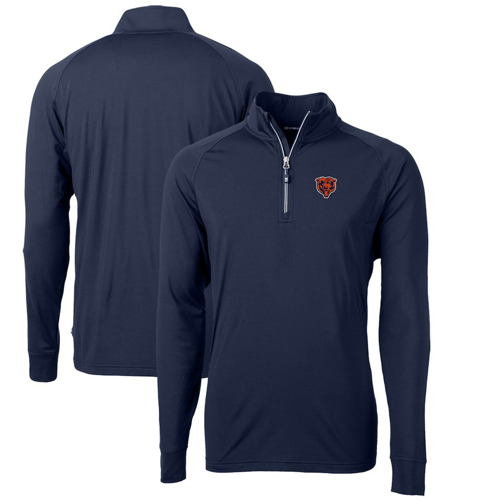 Chicago Bears Cutter & Buck Adapt Eco Knit Stretch Recycled Big & Tall Quarter-Zip Throwback Pullover Top Navy