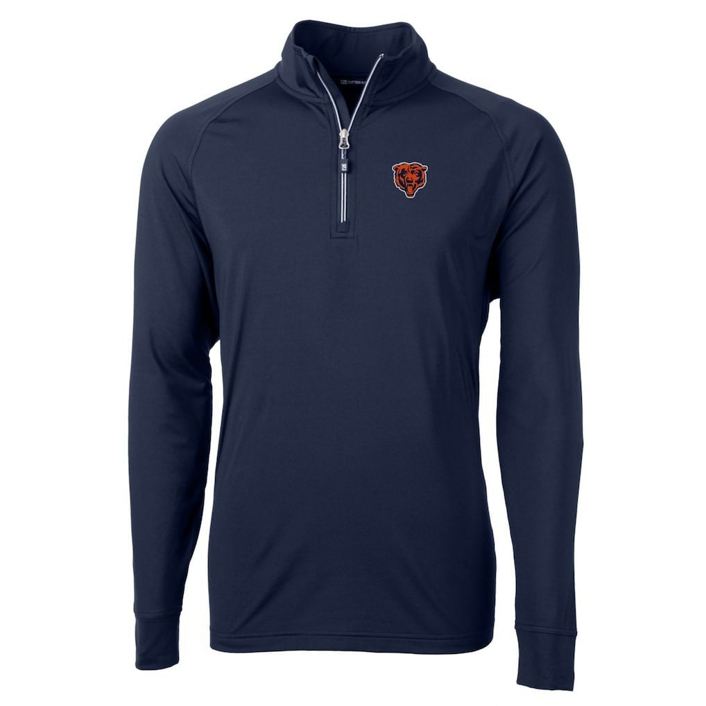 Chicago Bears Cutter & Buck Adapt Eco Knit Stretch Recycled Big & Tall Quarter-Zip Throwback Pullover Top Navy