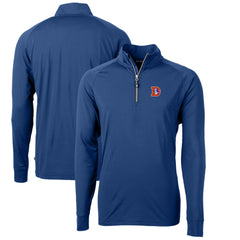Denver Broncos Cutter & Buck Adapt Eco Knit Stretch Recycled Big & Tall Quarter-Zip Throwback Pullover Top Royal