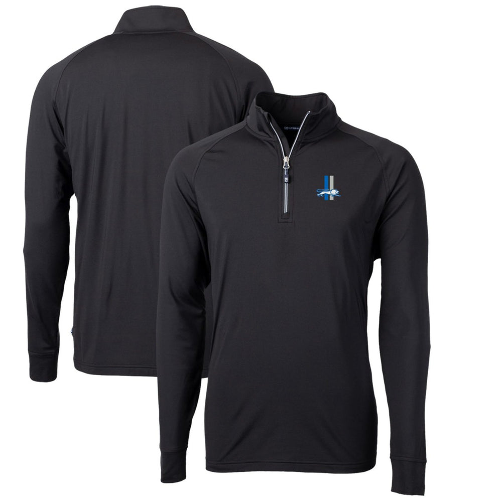 Detroit Lions Cutter & Buck Adapt Eco Knit Stretch Recycled Big & Tall Quarter-Zip Throwback Pullover Top Black