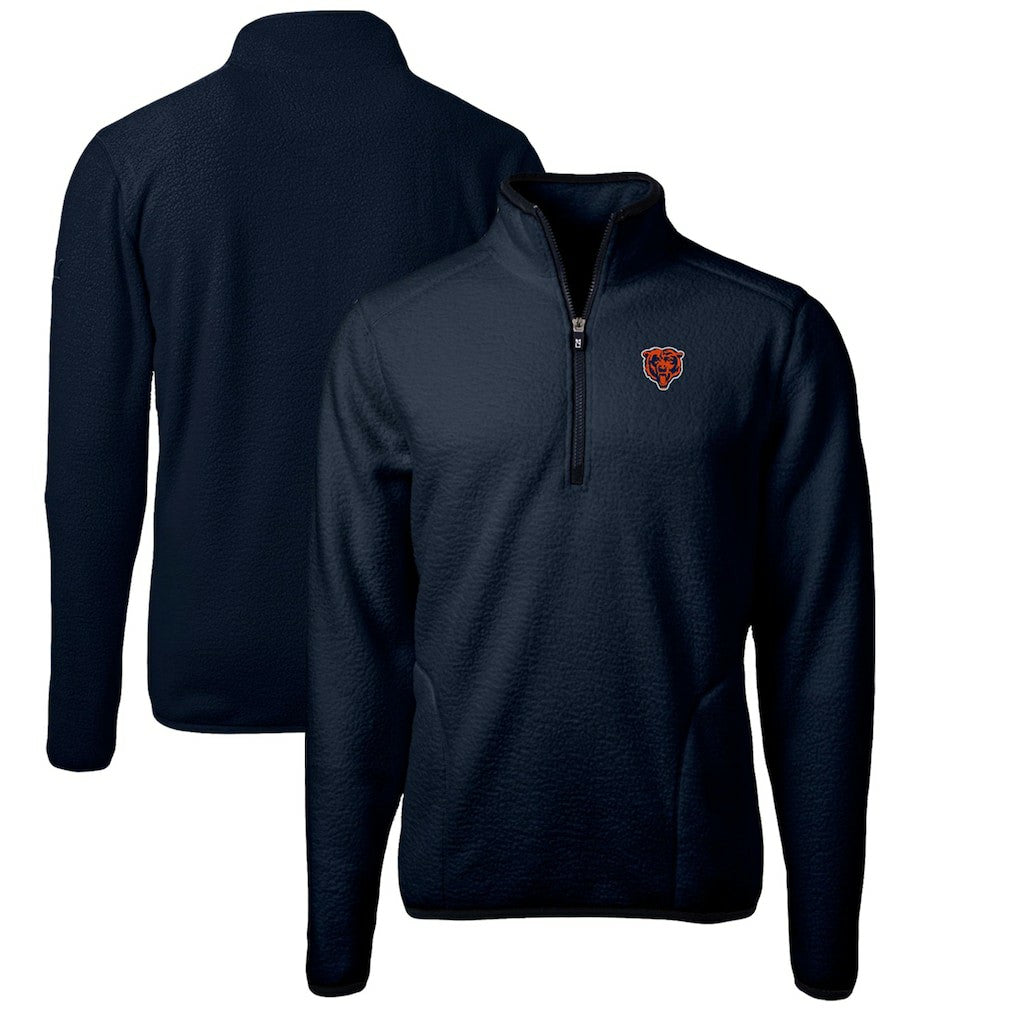 Chicago Bears Cutter & Buck Cascade Eco Sherpa Fleece Big & Tall Quarter-Zip Throwback Jacket Navy
