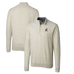 Cleveland Browns Cutter & Buck Throwback Logo Lakemont Tri-Blend Big & Tall Quarter-Zip Pullover Sweater Oatmeal