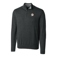 Miami Dolphins Cutter & Buck Throwback Logo Lakemont Tri-Blend Big & Tall Quarter-Zip Pullover Sweater Heather Charcoal
