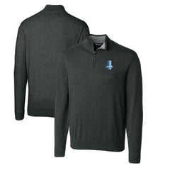 Detroit Lions Cutter & Buck Throwback Logo Lakemont Tri-Blend Big & Tall Quarter-Zip Pullover Sweater Heather Charcoal