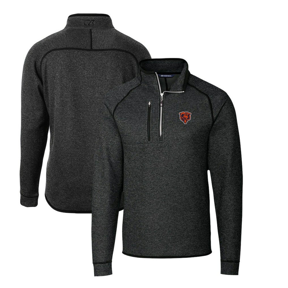 Chicago Bears Cutter & Buck Mainsail Sweater-Knit Big & Tall Half-Zip Pullover Jacket Heather Charcoal