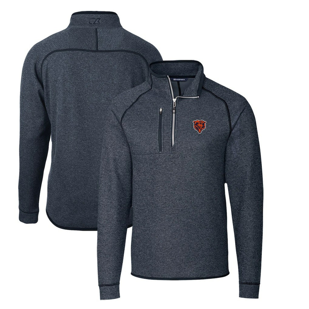 Chicago Bears Cutter & Buck Mainsail Sweater-Knit Big & Tall Half-Zip Pullover Jacket Heather Navy