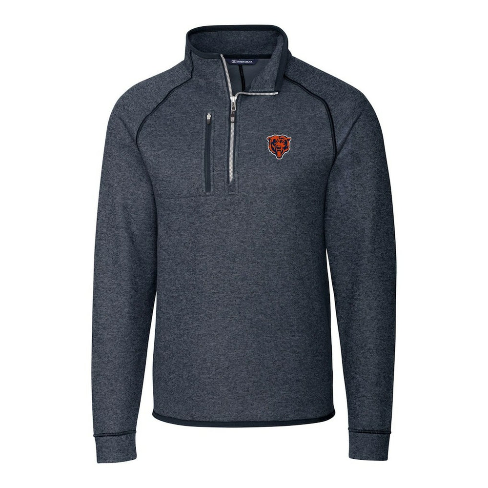 Chicago Bears Cutter & Buck Mainsail Sweater-Knit Big & Tall Half-Zip Pullover Jacket Heather Navy