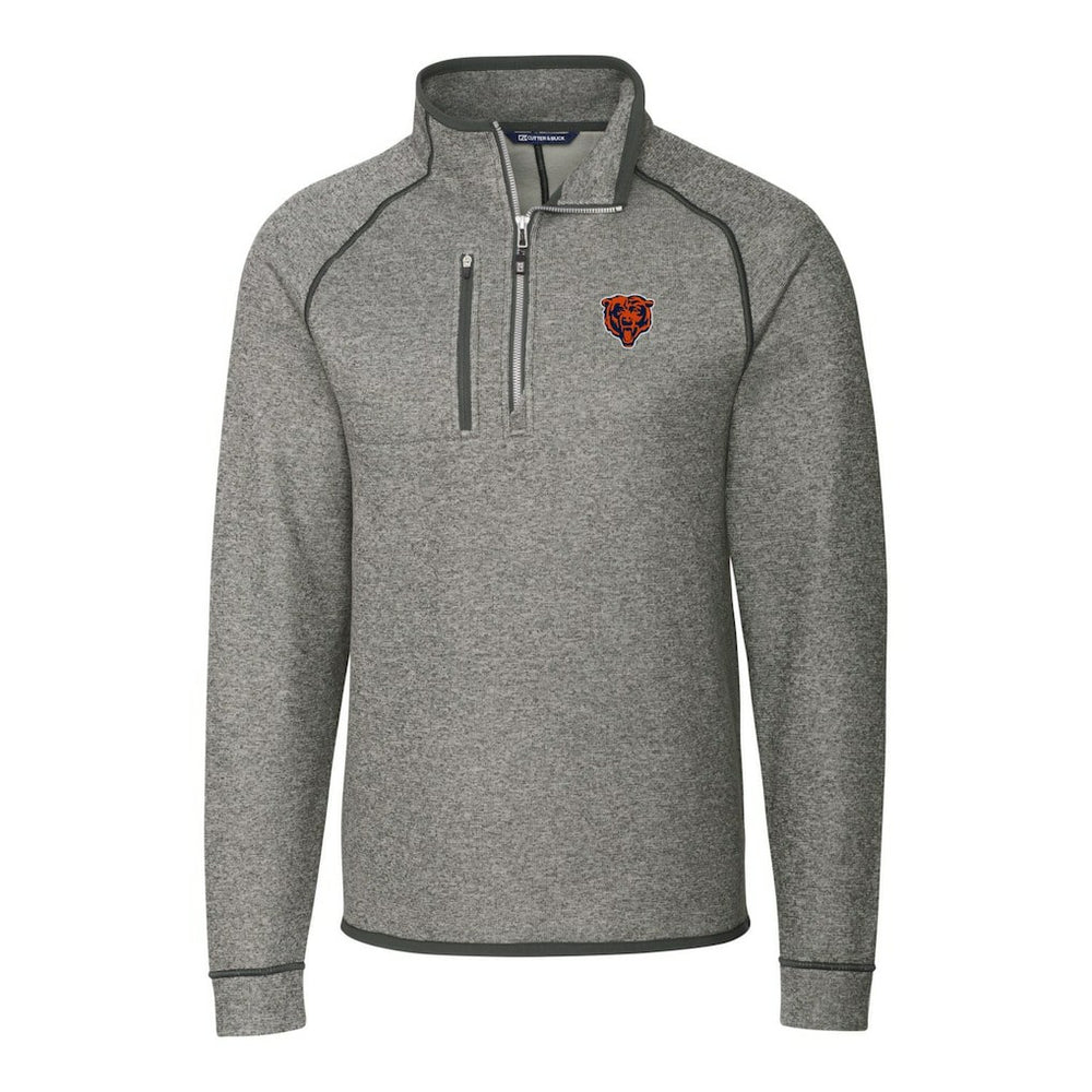 Chicago Bears Cutter & Buck Mainsail Sweater-Knit Big & Tall Half-Zip Pullover Jacket Heather Gray