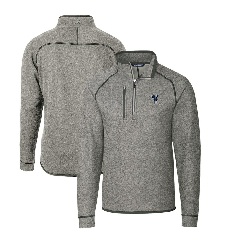 Indianapolis Colts Cutter & Buck Mainsail Sweater-Knit Big & Tall Half-Zip Pullover Jacket Heather Gray