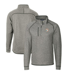 Miami Dolphins Cutter & Buck Mainsail Sweater-Knit Big & Tall Half-Zip Pullover Jacket Heather Gray