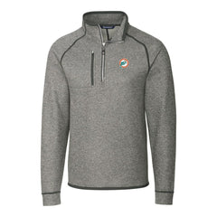 Miami Dolphins Cutter & Buck Mainsail Sweater-Knit Big & Tall Half-Zip Pullover Jacket Heather Gray