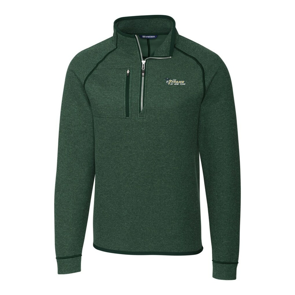 New York Jets Cutter & Buck Mainsail Sweater-Knit Big & Tall Half-Zip Pullover Jacket Heather Green