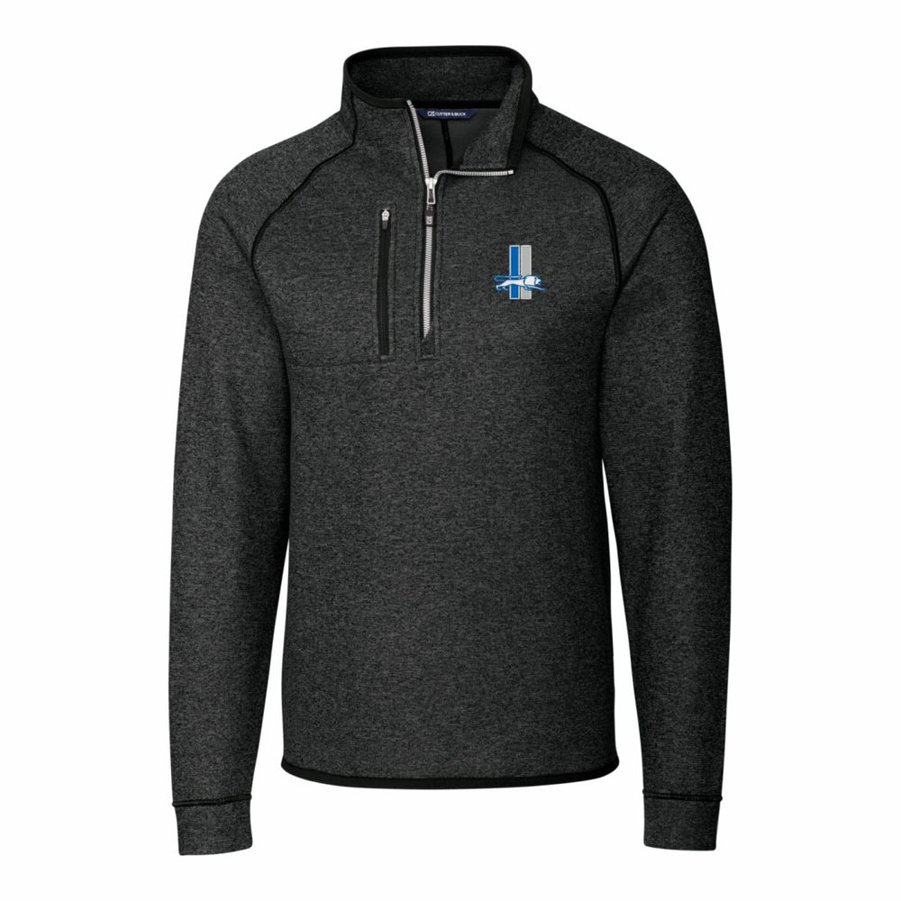 Detroit Lions Cutter & Buck Mainsail Sweater-Knit Big & Tall Half-Zip Pullover Jacket Heather Charcoal